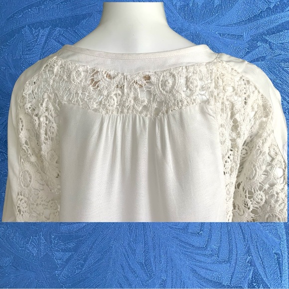 SOFT SURROUNDINGS WHITE COTTON LACE EMBROIDERED TASSEL TIE TOP. WOMEN’S SIZE XS - Picture 6 of 11